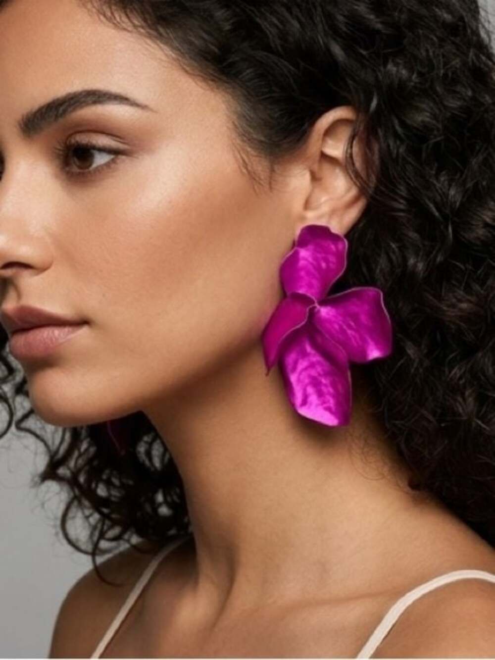 Scarlet Elias Statement Fuchsia Petal Earrings - Vibrant Lightweight Floral Drop